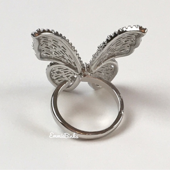 New Charming Charlie Butterfly Statement Ring ~ CZ Crystal Butterfly Cocktail - Picture 6 of 15